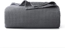100 Cotton Waffle Blanket, Pre-Washed And Anti-Shrinkage Soft Lightweight Bed