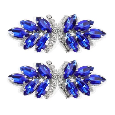 2Pcs Patch à paillettes cristal bleu/argent blanc pour couture - Photo 1/4