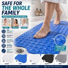 K Collection Non-Slip Shower/Bath Mat, Anti-Mildew Machine Washable Bathroom Mat
