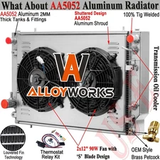 4 Rows Aluminum Radiator Shroud+Fan For 1976-1996 Jaguar XJS XJ12 5.3L 6.0L AT