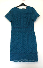 Oasis Ladies Short Length Lace Occasion/Party Dress in Blue Design, Size Medium