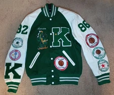 Vtg 85 Holloway KU Basaki Okinawa Varsity Lettermans Jacket Wool Leather Mens M 