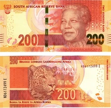 2016 South Africa P142 b Mandela 200 Rand Banknote UNC w Omron Rings
