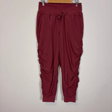 Athleta Cranberry Colored Lined Attitude Ruched Side Track Pants 4P