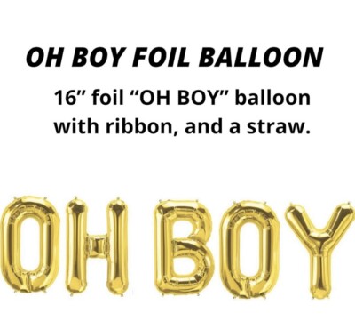 Baby Boy Shower Decoration “Oh Boy Balloons” Baby Shower Gold Decor Latex  Ballon