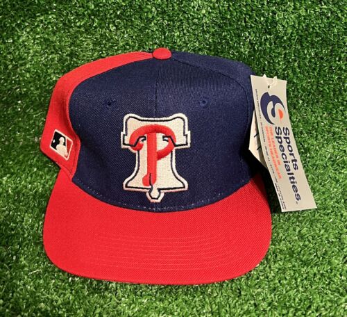 VTG 90s Philadelphia Phillies Back Script Sports Specialties SnapBack Hat NEW - Picture 2 of 9