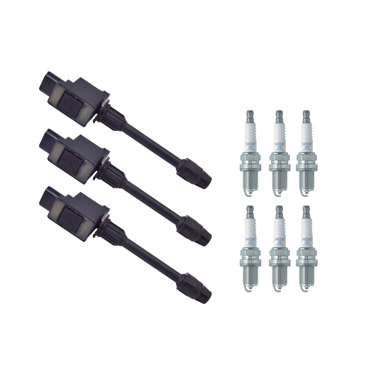 Hitachi 3 Ignition Coils  6 NGK Spark Plugs Standard Kit For Nissan Maxima