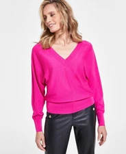 I.n.c. International Concepts Women's V-Neck Sweater Pink Tutu SZ XL