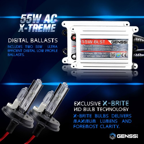 Genssi AC 55w HID Kit H4 H7 H11 H13 9003 9005 9006 9007 6000k Hi Lo Bi Xenon - Picture 19 of 30