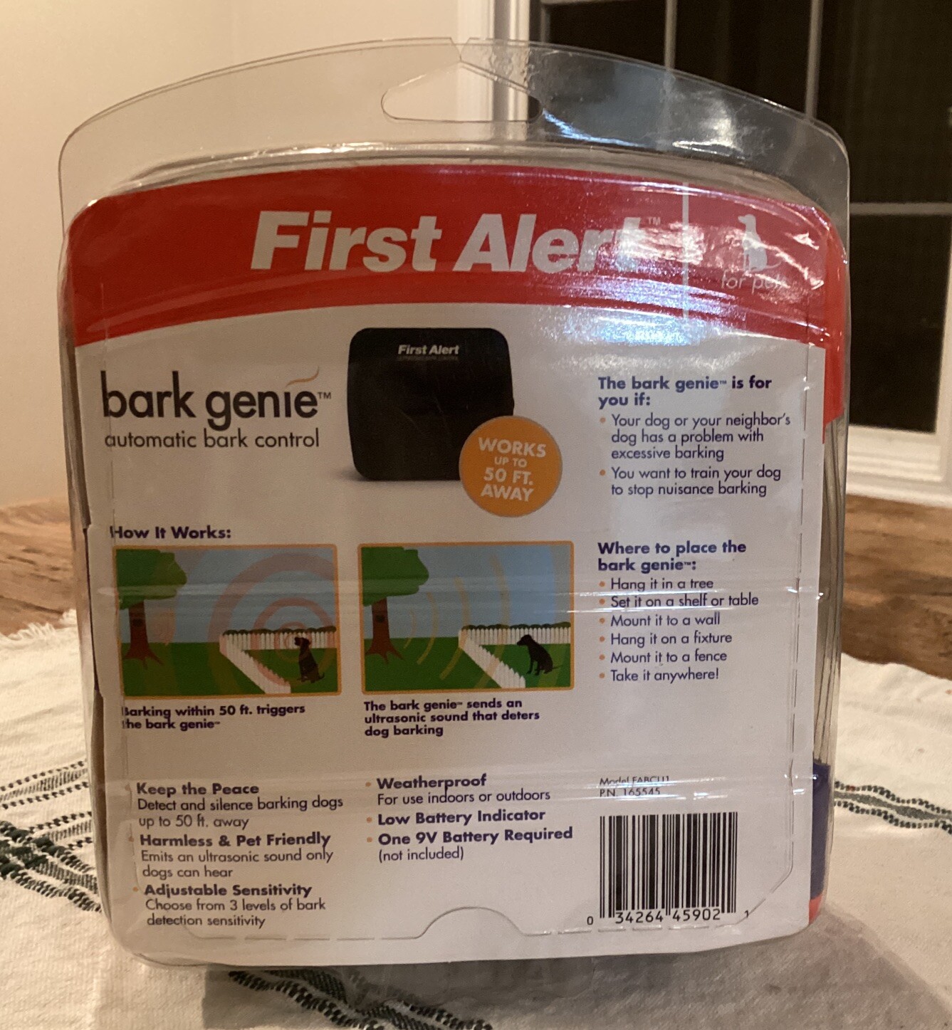 First Alert Bark Genie Automatic Ultrasonic Bark Deterrent Device NIB