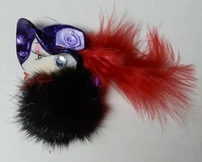 Lady Face Porcelain-Look pin Brooch handmade Red Hat Society FUR Rabbit & Mink