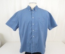 Tommy Hilfiger Men Dress Shirt Size XXL Strip Blue Short Sleeve