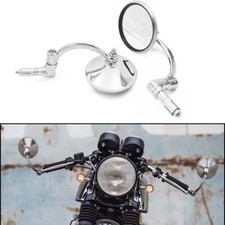 Motorcycle Motorbike 7/8"/1" Chrome Round Bar End Rearview Side Mirrors Scooter