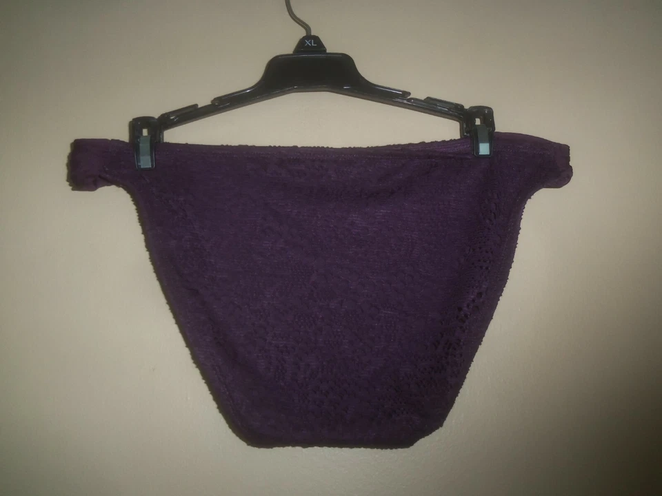 MOSSIMO PURPLE LACE CHROCHET RUCHED TANKINI BIKINI SWIM BOTTOM SWIMSUIT SIZE XL - Image 4 of 4