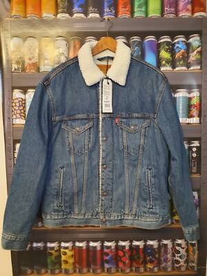 Levis Herren Medium Trucker Jacke Denim Sherpa Neu Etikett Vintage Fit