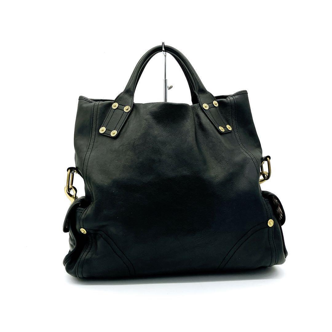Mulberry 2Way Black Leather Handbag Shoulder Bag Gold Mulberry 2Way Black Leather Handbag Shoulder Bag Gold