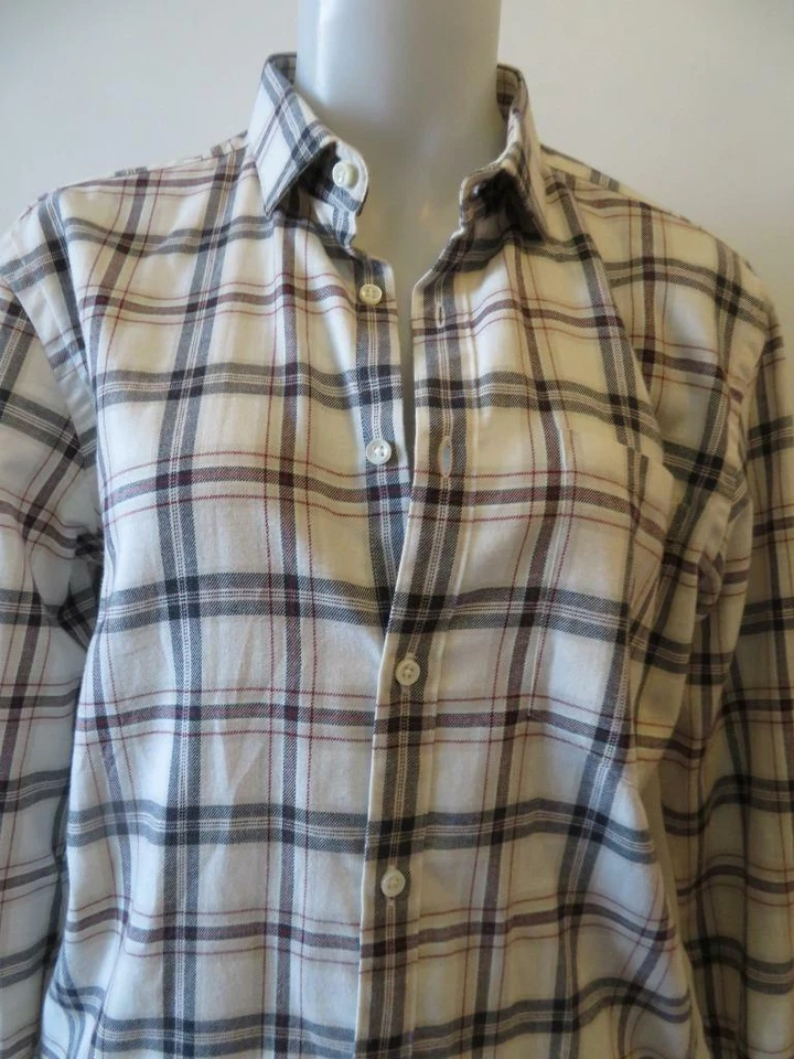 CAMISA MASCULINA SPURR XADREZ CREME VERMELHO PRETO BOTÃO PARA BAIXO TAMANHO M* - Imagem 3 de 4