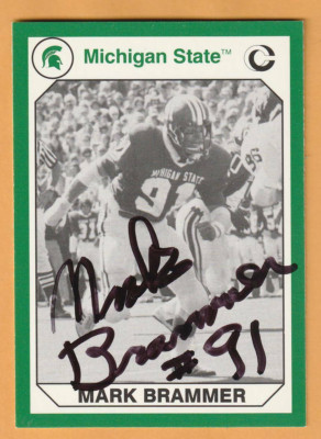 Mark Brammer Michigan State Spartans AUTO Signed 1990 card Buffalo Bills 2Z