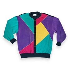 Vintage 80s Color Block Velour Top Sweatshirt Gold Metallic Streetwear Pullover