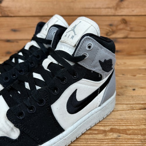 Nike Trainers Womens Size UK 4 Air Jordan 1 Mid Salt Black Canvas Shoes AJ1 - Picture 9 of 13