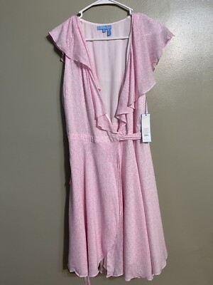 Draper James Womens Pink Floral Boho Tiered Wrap Dress Lined Rayon Sz S NWT