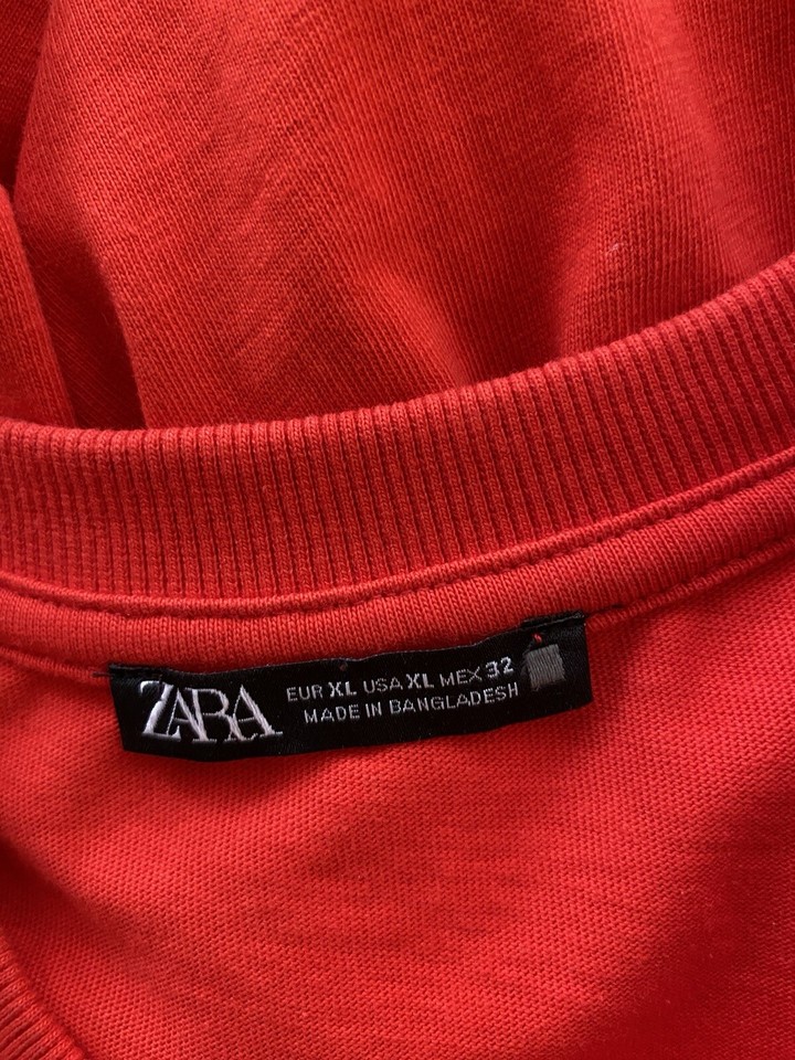 ZARA Red Tiered Smock Dress Tunic Top Cotton Oversized Size XL eBay