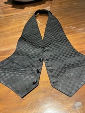 Boys Black Paisley Tuxedo Vest Open-Back Adjustable Formal Wedding