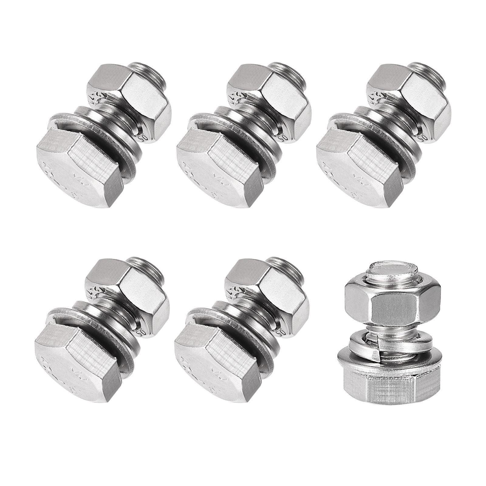 Hex Head Screws Bolts, Nuts, Flat & Lock Washers Kits (M8x16mm) 6Sets