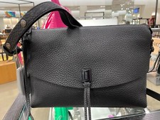 Nwt Rebecca Minkoff Darren Top Zip Large Flap Shoulder Bag Black Pebbled Leather