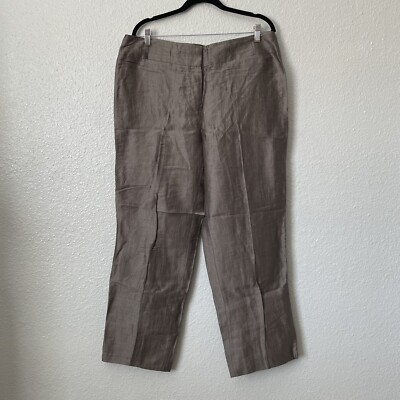 Gerry Weber Womens Sz US 16 UK 46 Taupe Linen Blend Straigth Leg Croppe Trousers