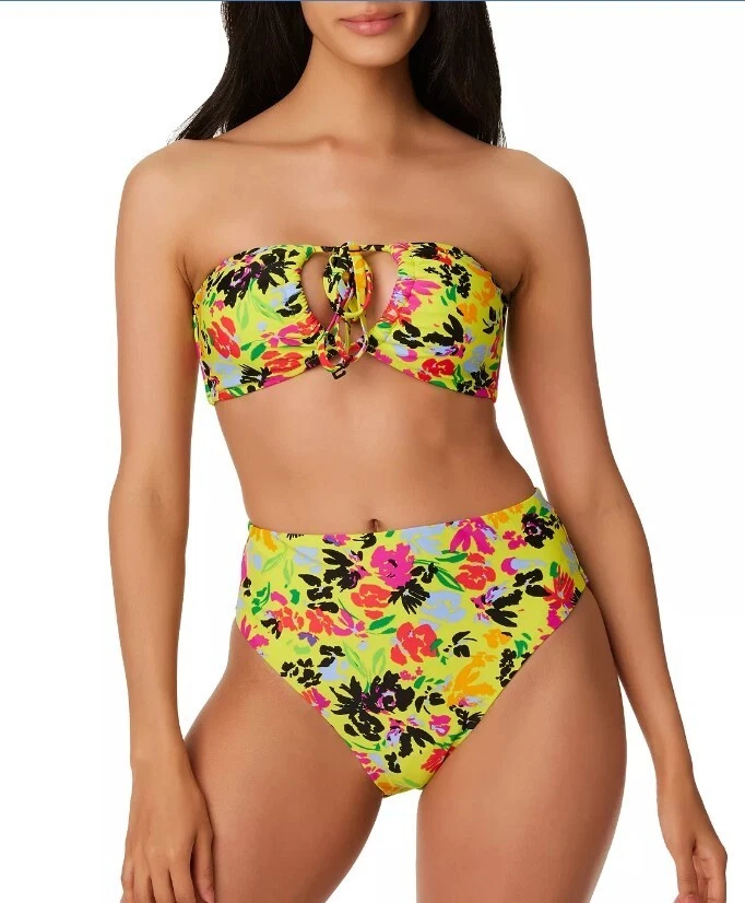 NWT Bikini 2 Piece Swimsuit Womens Medium Convert Bandeau Hi Rise Yellow Bar III - Image 3 of 4