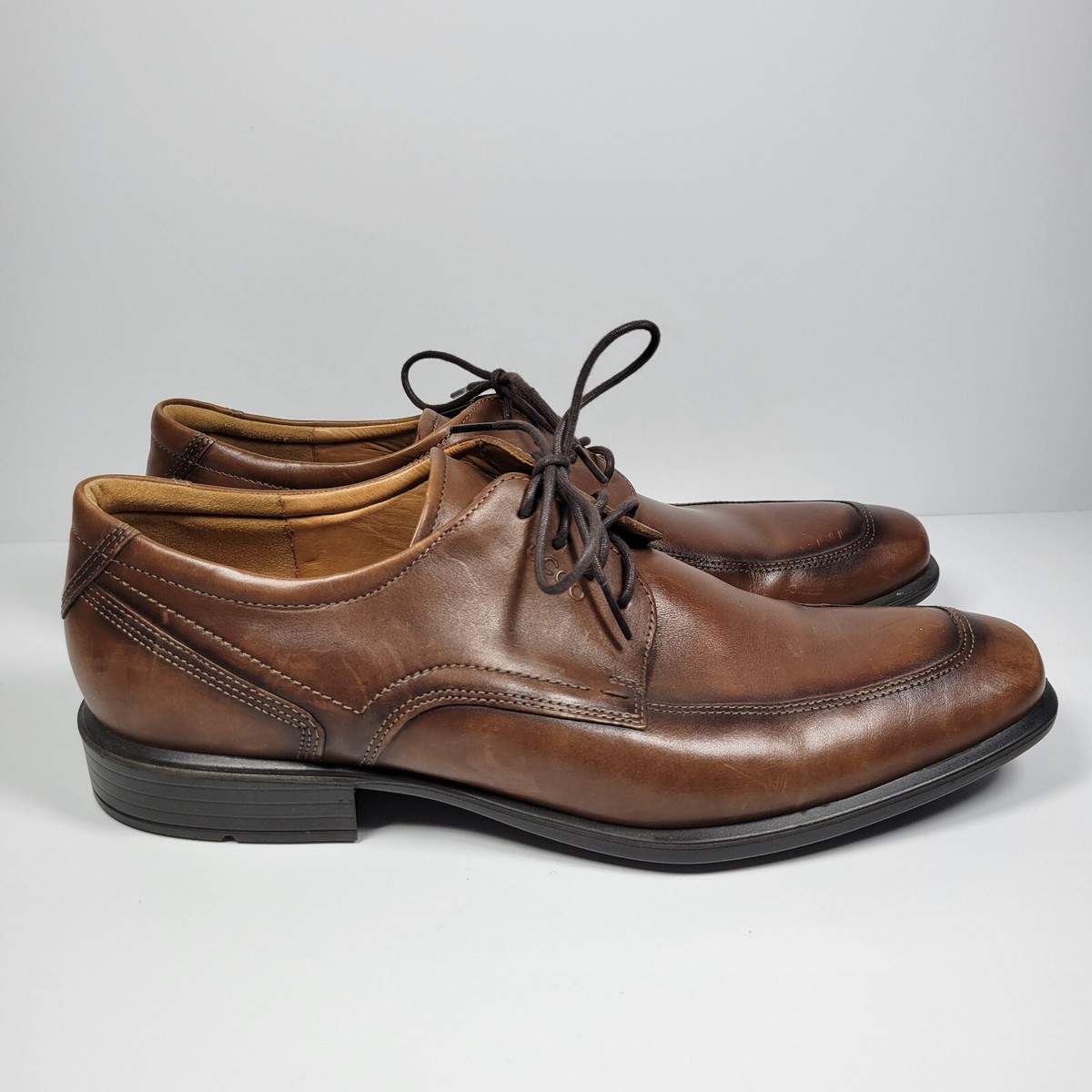 Ecco Shock Point Men\'s Lace Up Brown Leather Comfort Oxford Shoes Size EU 47 Ecco Shoes Men main image 4