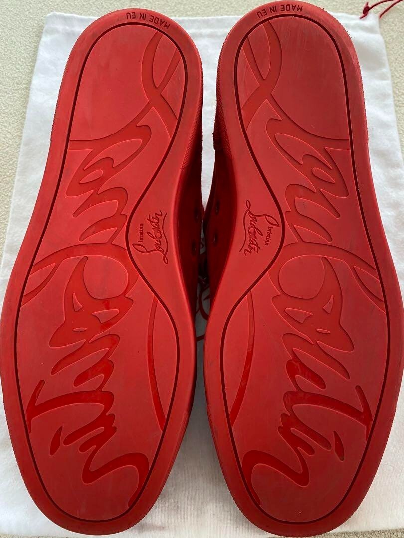 Christian Louboutin Mesh Low-Top Sneakers with Spikes Red 40 LTD