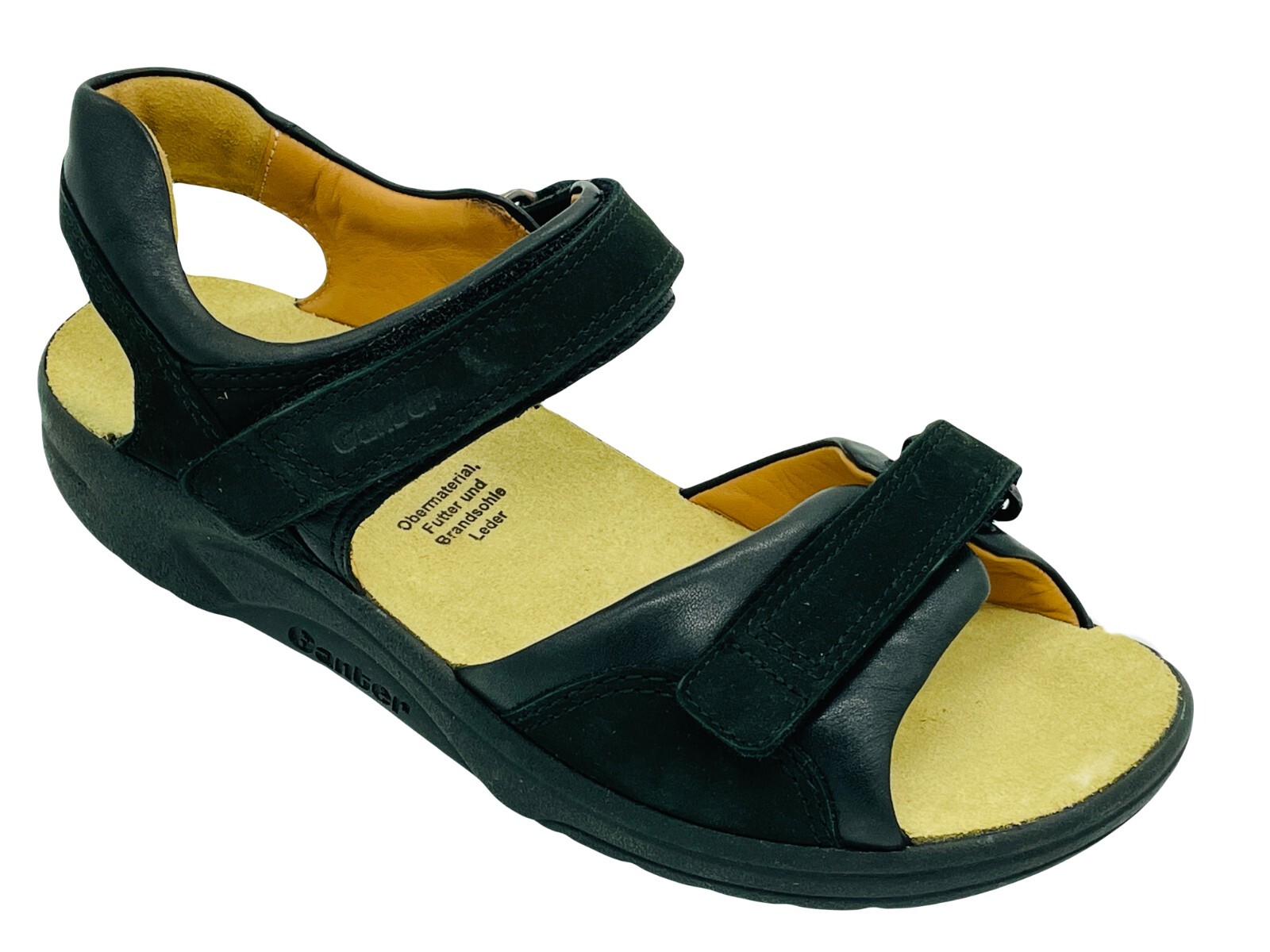Sandalias de treking de cuero para mujer Ganter suela activa velcro negras