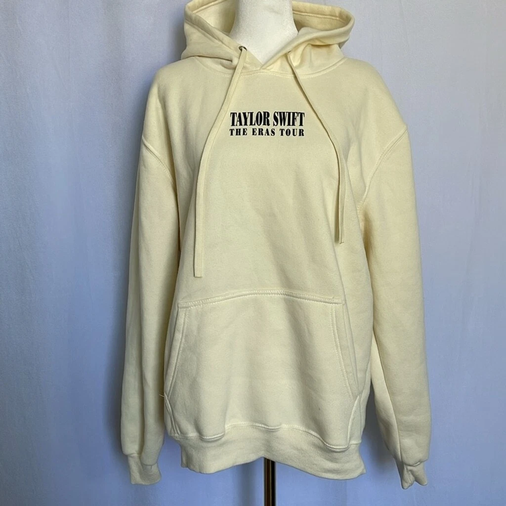 OFF WHITE Felpa con cappuccio Taylor Swift The Eras Tour taglia L panna pullover stampa posteriore