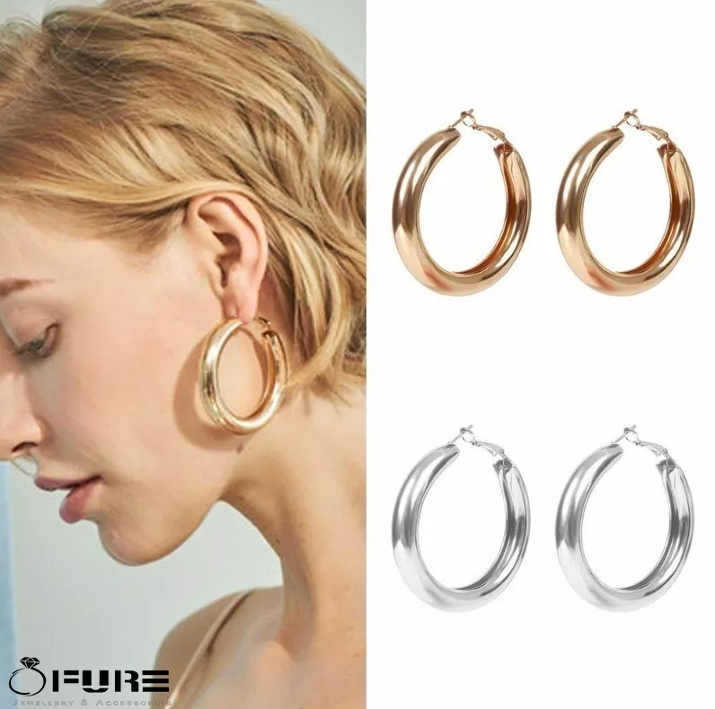 LV Gold Plated hoop earrings - Silver  Hoop earrings, Earrings, Earrings  outfit