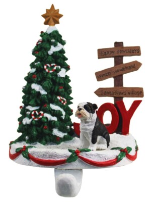 Bulldog Stocking Holder Hanger Brindle