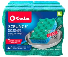 O-Cedar Scrunge Non-Scratch Scrub Sponge (Pack of 6) Multi-Use, All-Purpose