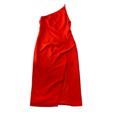 Manning Cartell Radar Love Dress Womens Sz 10 Red One Shoulder Sheath Side Slit