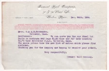 1896 TREMONT NAIL CO LETTERHEAD PEARL ST BOSTON MA FESSENDEN TOWNSEND