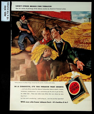 it's the tobacco that counts 1942 Lucky Strike In a Cigarette, It's the Tobacco that counts Print Ad  40340