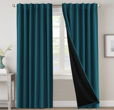 H.VERSAILTEX 100 Blackout Curtains with Black Liner, Dark Teal, 52x96 inches