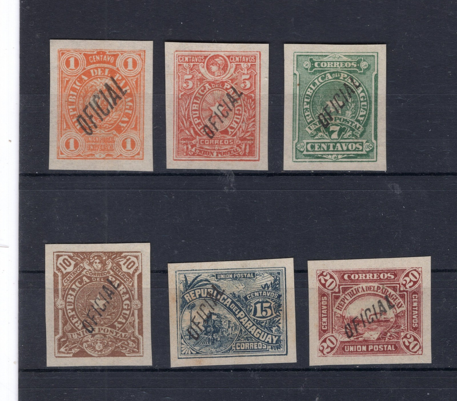 PARAGUAY 1886 Official stamps NO gum imperf.