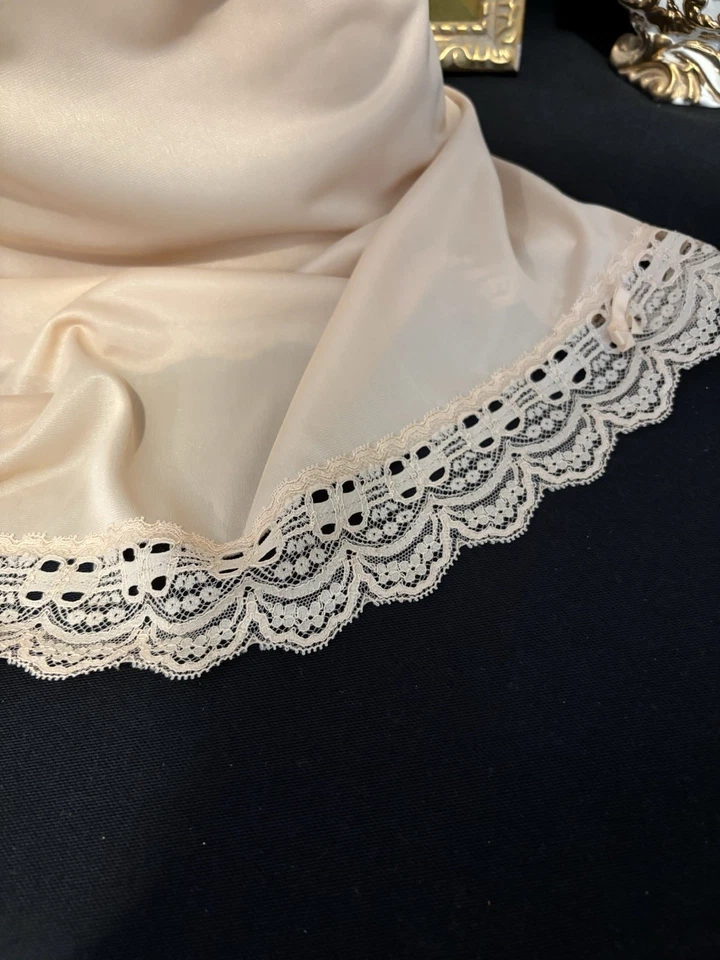 De Colección OLGA S Satén Brillante Bisagra Encaje Vestido FALDA Sin Mangas Medio Deslizamiento Resbaladizo Slip OLGA Foto 2 de 4