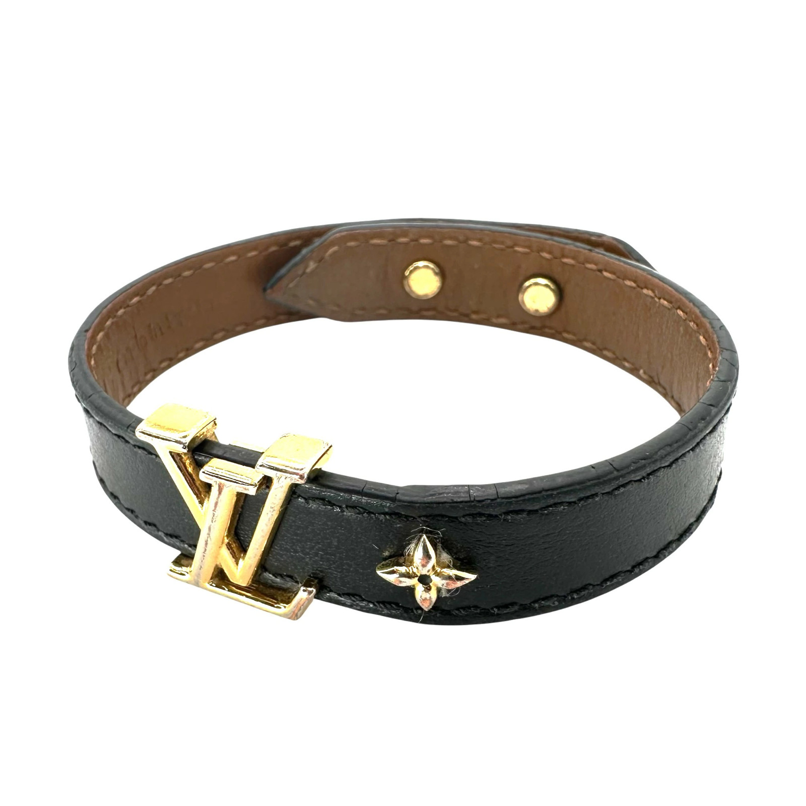 Louis Vuitton Authentic Bracelet LV Iconic M8085F 22cm Monogram Color Black