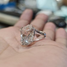 Natural Herkimer Diamond Ring 925 Sterling Silver Adjustable Ring Crystal Ring
