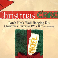 Vintage 80s Christmas Latch Hook Wall Hanging Kit NEW Crafting Cottagecore Retro
