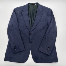 VTG 1970s McGregor Faux Suede Blazer Jacket Blue Sport Coat Retro Mens 44R