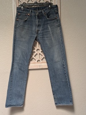 Levis 501 Jeans Mens 30x30 Blue Medium Wash Button Fly Straight Denim Casual