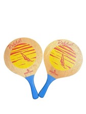 Vintage Sportcraft Rally Ball Wood Beach Paddles set of 2 handles made in Taiwan